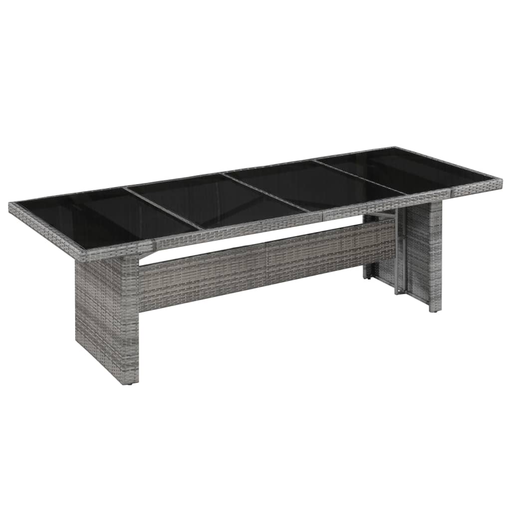 Tavolo Da Giardino 240x90x74 Cm In Polyrattan E Vetro