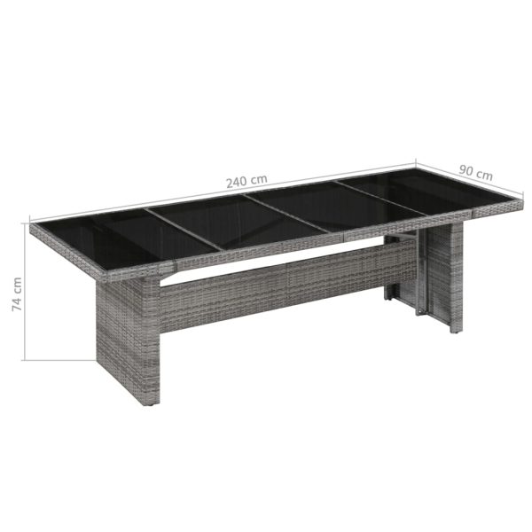 Tavolo Da Giardino 240x90x74 Cm In Polyrattan E Vetro - Image 3