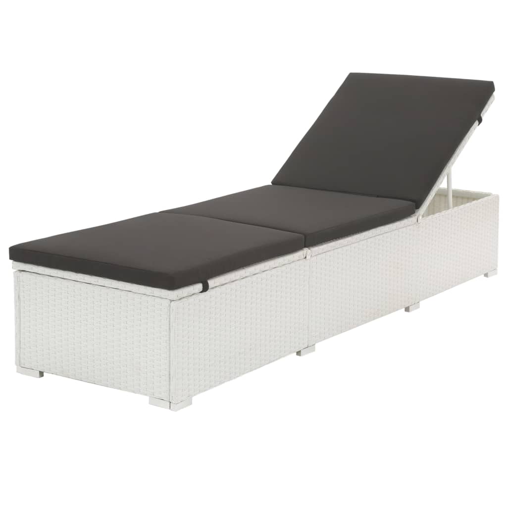 Lettino Prendisole Con Cuscino In Polyrattan Bianco