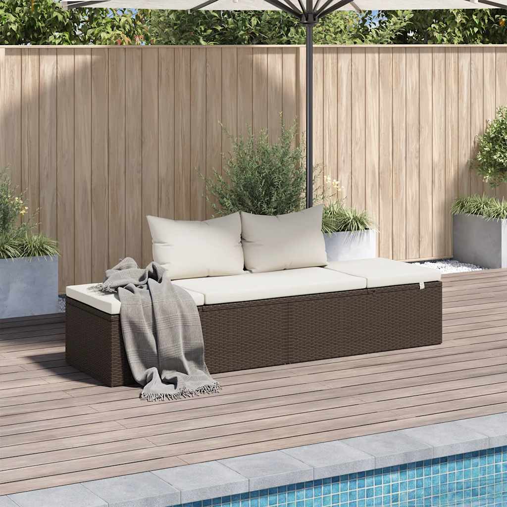 Lettino Da Giardino Marrone 195x60 Cm In Polyrattan