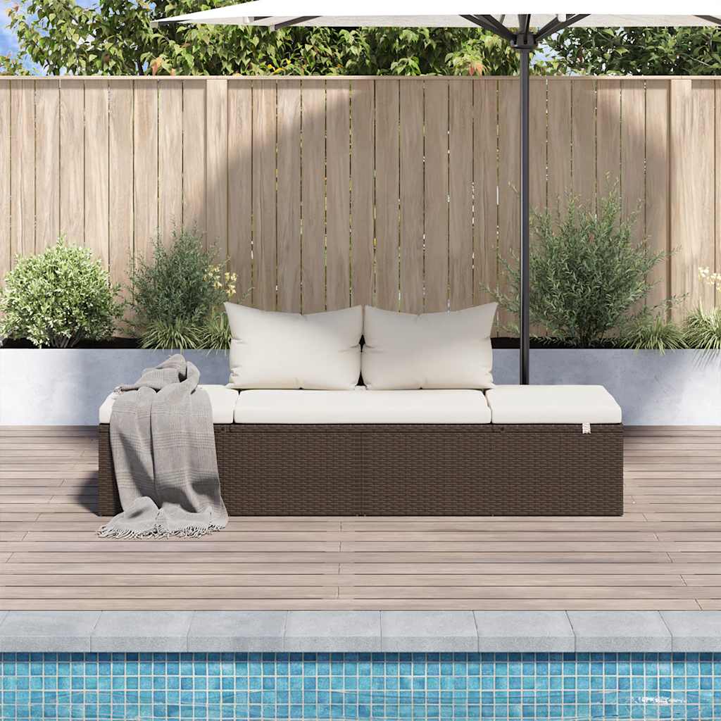 Lettino Da Giardino Marrone 195x60 Cm In Polyrattan - Image 3
