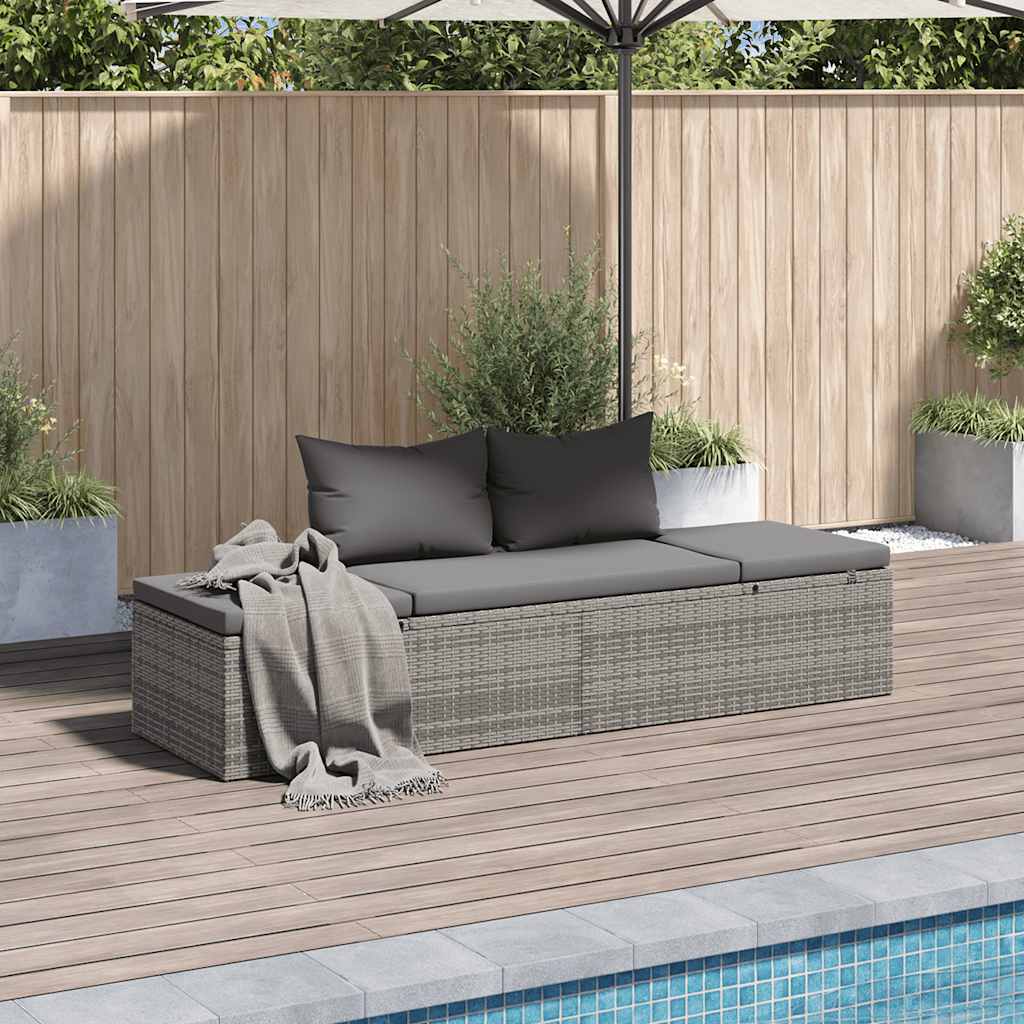 Lettino Da Giardino Grigio 195x60 Cm In Polyrattan