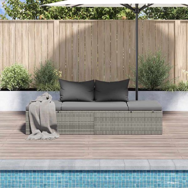 Lettino Da Giardino Grigio 195x60 Cm In Polyrattan - Image 3