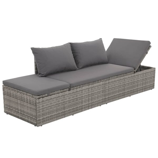 Lettino Da Giardino Grigio 195x60 Cm In Polyrattan - Image 5