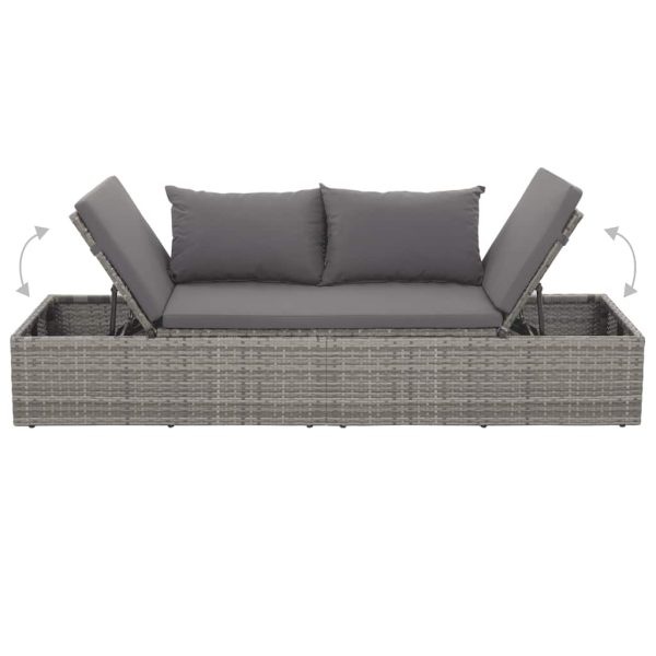 Lettino Da Giardino Grigio 195x60 Cm In Polyrattan - Image 6