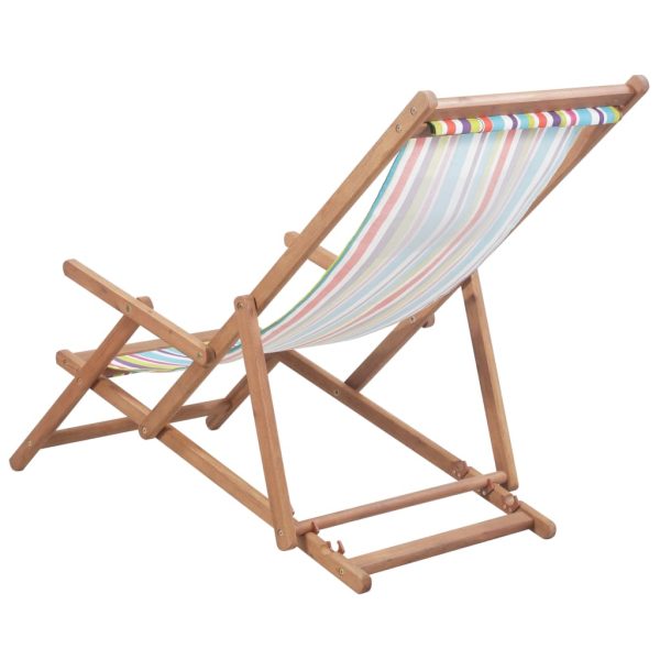 Sdraio Da Spiaggia Pieghevole Telaio Legno Tessuto Multicolore - Image 3