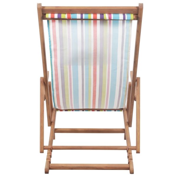 Sdraio Da Spiaggia Pieghevole Telaio Legno Tessuto Multicolore - Image 5