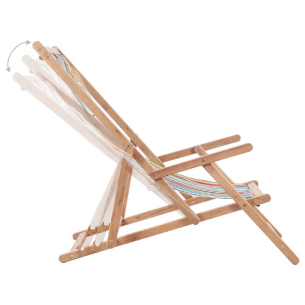 Sdraio Da Spiaggia Pieghevole Telaio Legno Tessuto Multicolore - Image 6