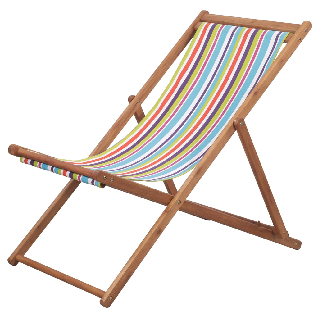 Sdraio Da Spiaggia Pieghevole Telaio Legno Tessuto Multicolore