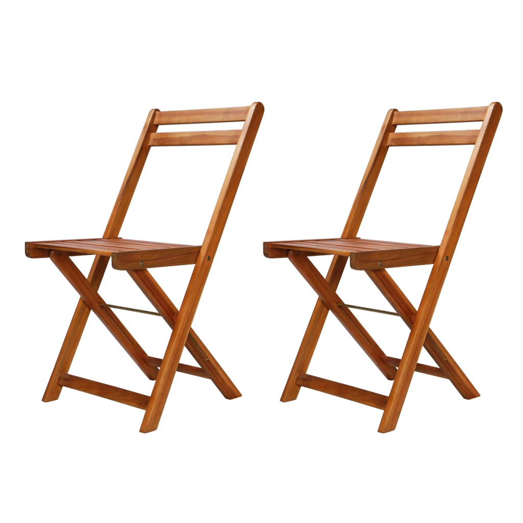 Set Da Bistrot 3 Pz Pieghevole In Legno Massello Di Acacia - Image 3