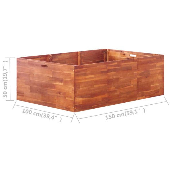 Letto Rialzato Da Giardino In Legno Di Acacia 150x100x50 cm - Image 6