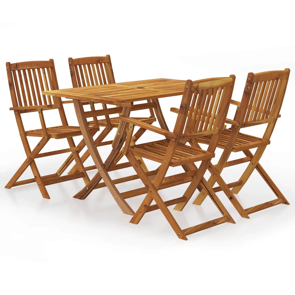Set Da Pranzo Da Giardino 5 Pz In Legno Massello Di Acacia