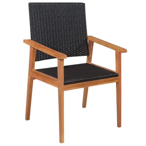 Set Da Pranzo Da Giardino 5 Pz In Polyrattan Nero E Marrone - Image 2