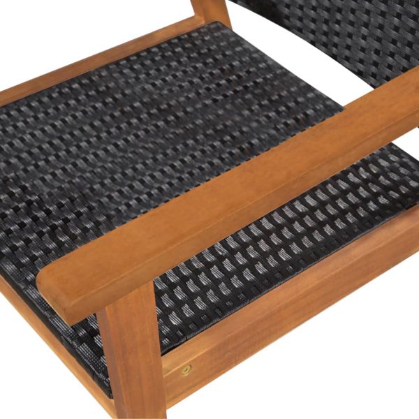 Set Da Pranzo Da Giardino 5 Pz In Polyrattan Nero E Marrone - Image 4