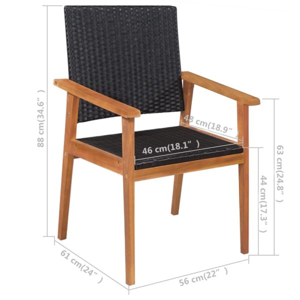 Set Da Pranzo Da Giardino 5 Pz In Polyrattan Nero E Marrone - Image 6