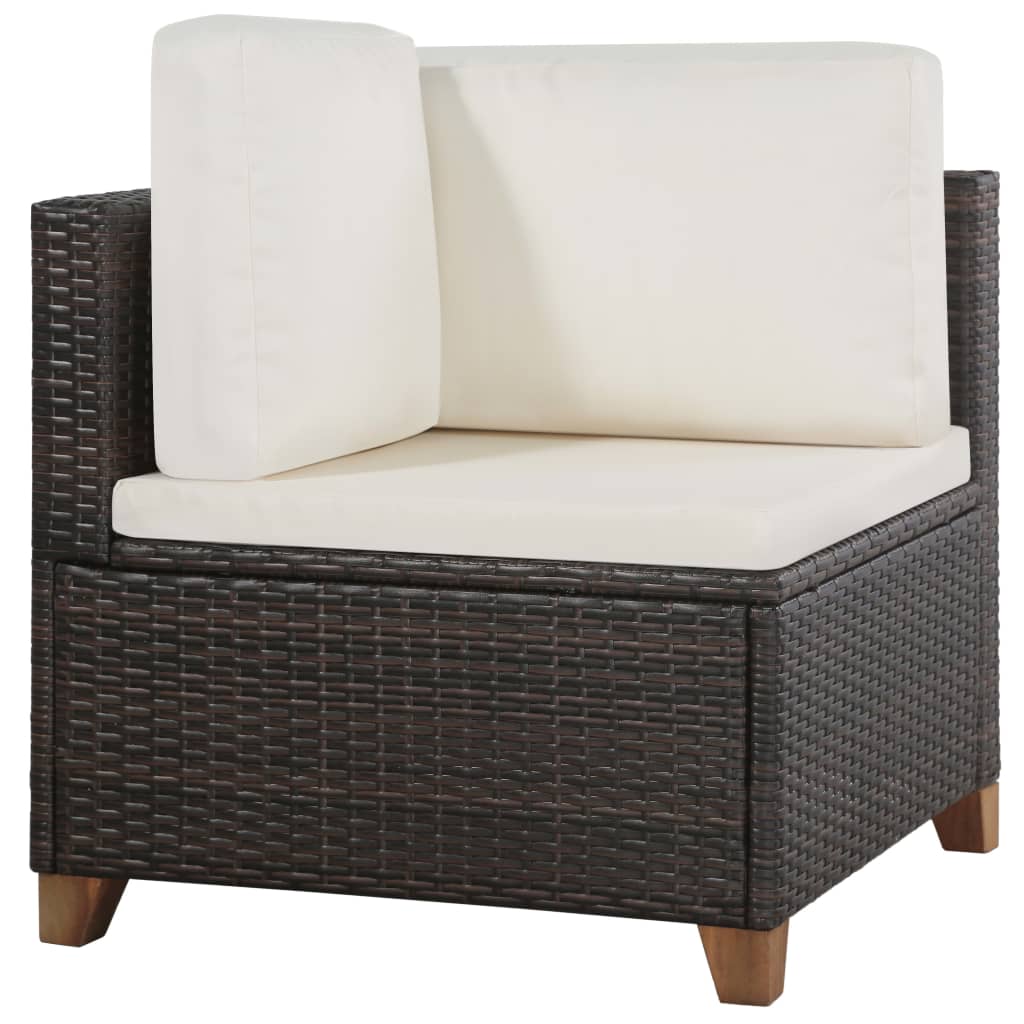 Set Divani Da Giardino 4 Pz Con Cuscini In Polyrattan Marrone - Image 3
