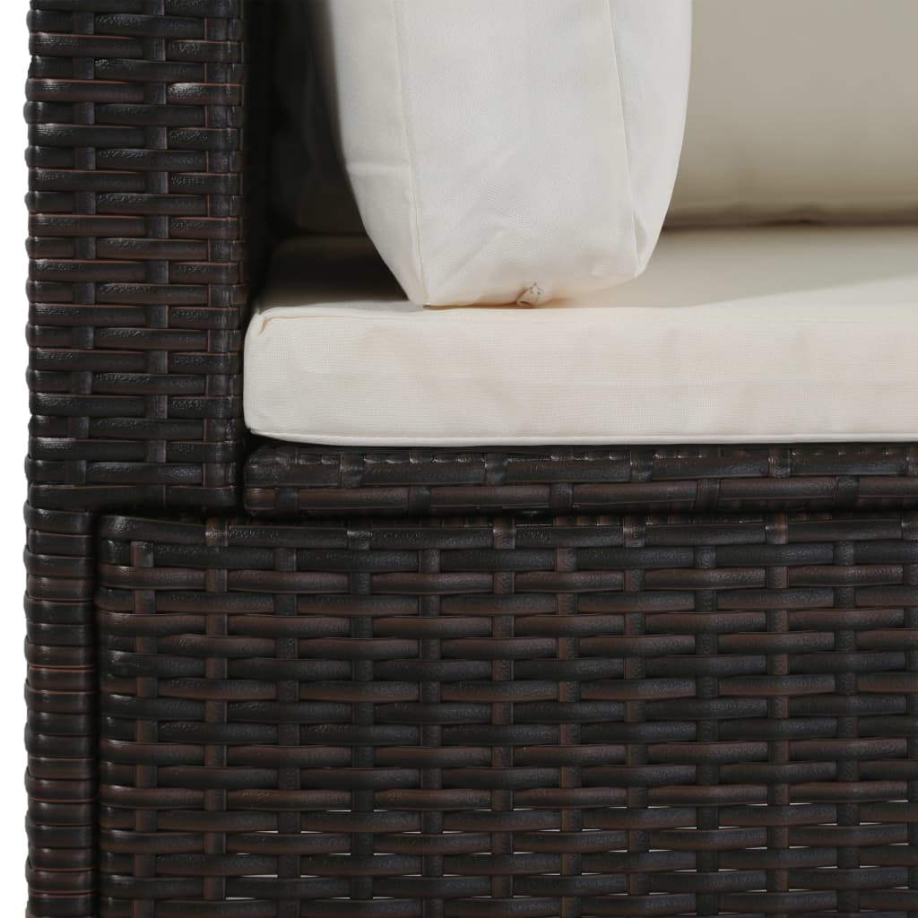 Set Divani Da Giardino 4 Pz Con Cuscini In Polyrattan Marrone - Image 4
