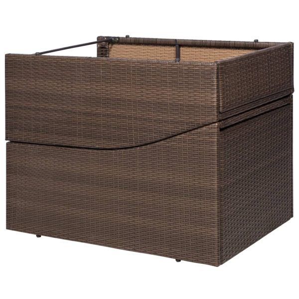 Lettino Con Cuscino In Polyrattan Marrone - Image 5