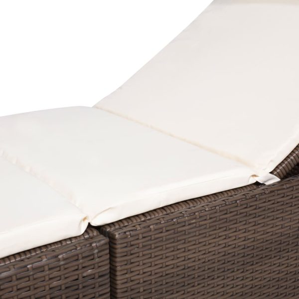 Lettino Con Cuscino In Polyrattan Marrone - Image 6