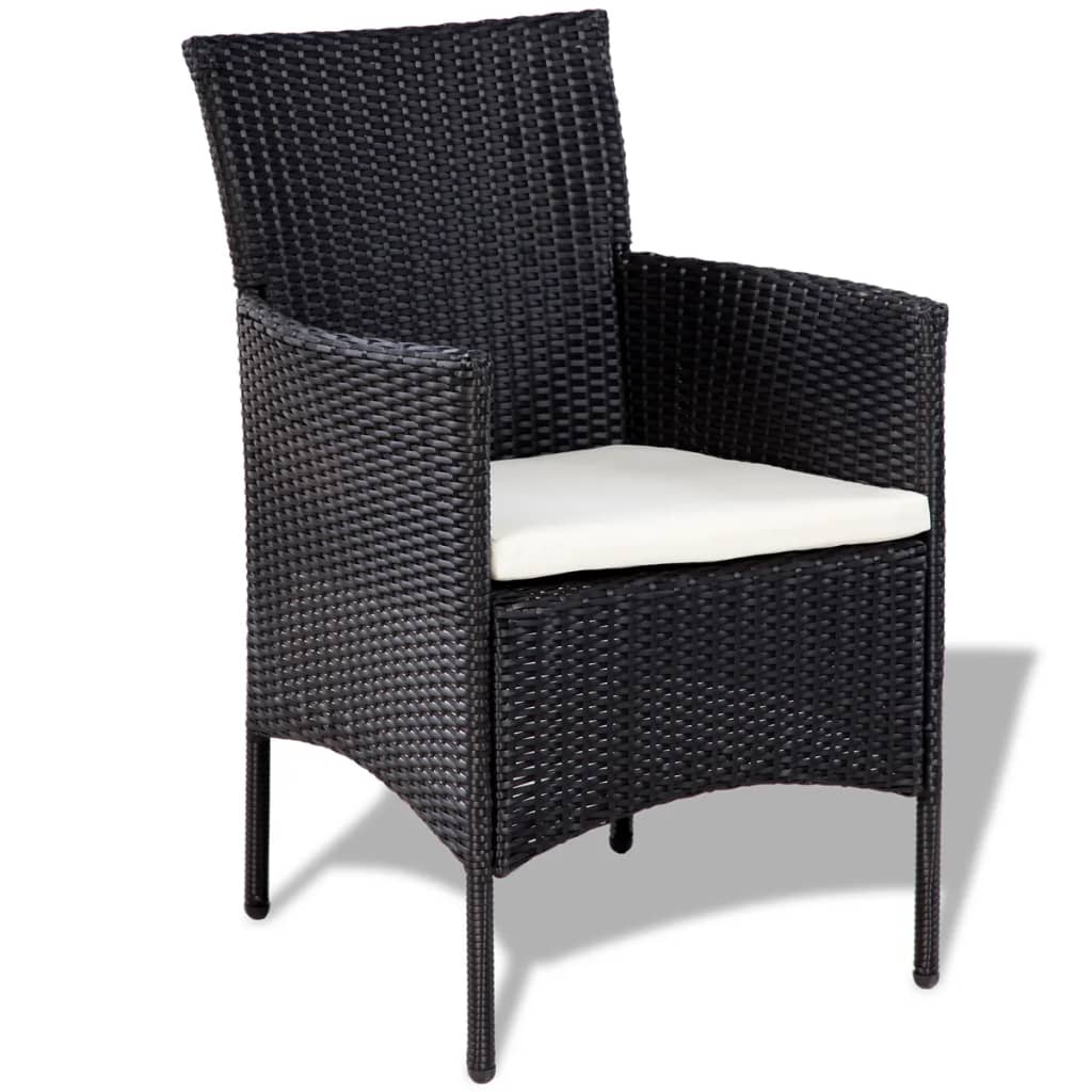 Set Divani Da Giardino 4 Pz Con Cuscini In Polyrattan Nero - Image 3