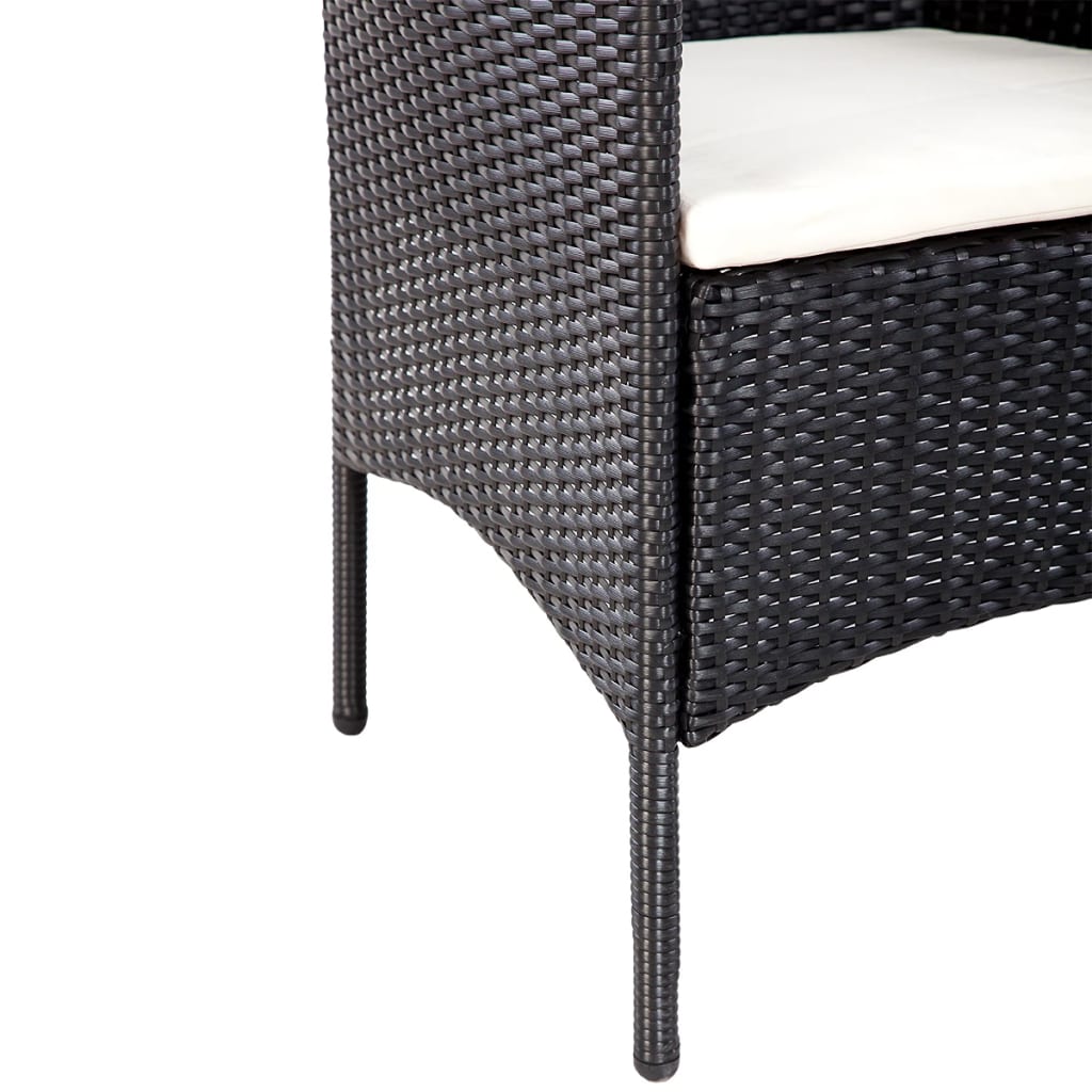 Set Divani Da Giardino 4 Pz Con Cuscini In Polyrattan Nero - Image 5