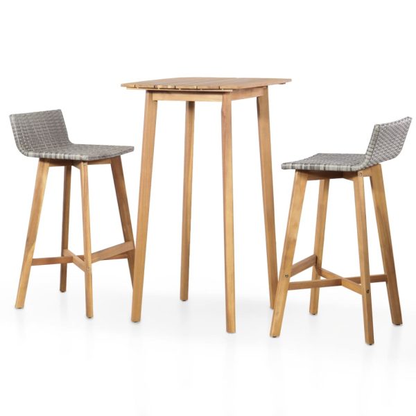 Set Da Bar 3 Pz In Legno Massello Di Acacia