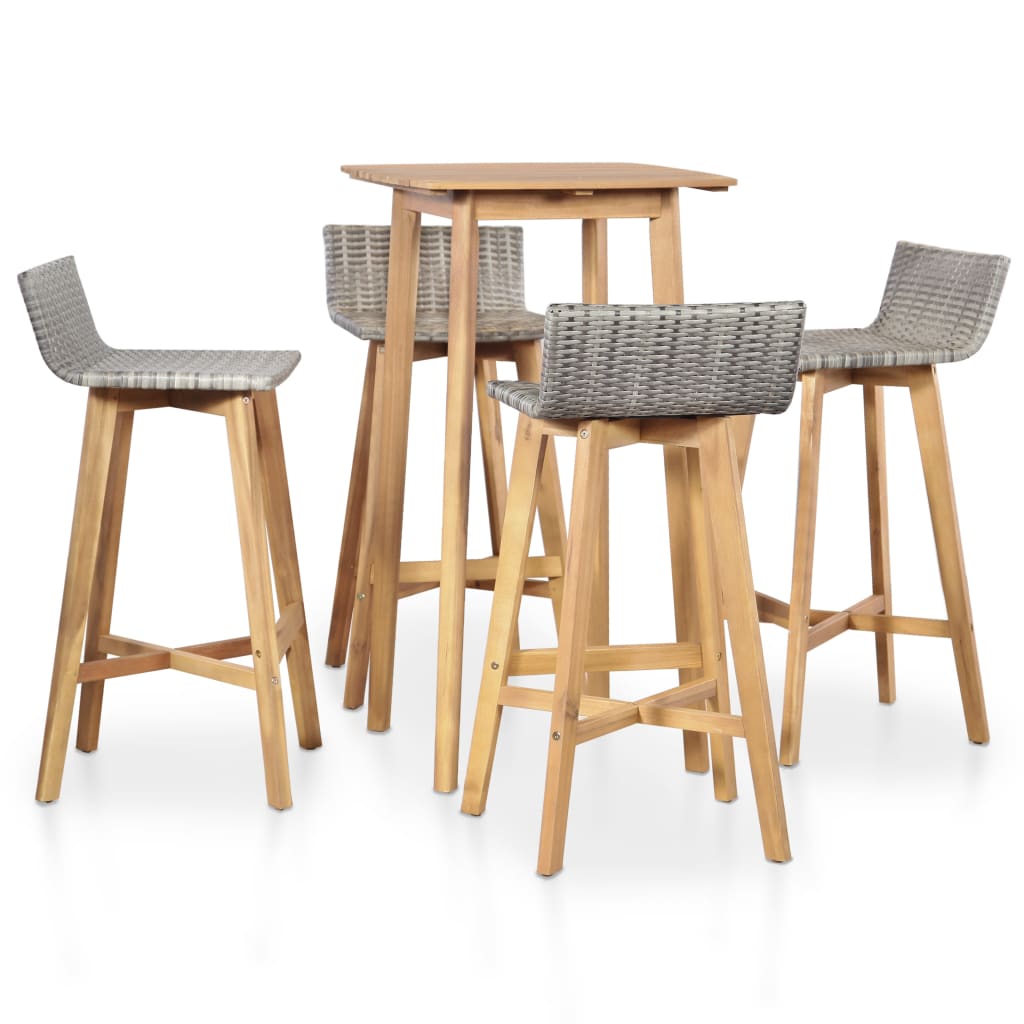 Set Da Pranzo Da Giardino 5 Pz In Legno Massello Di Acacia
