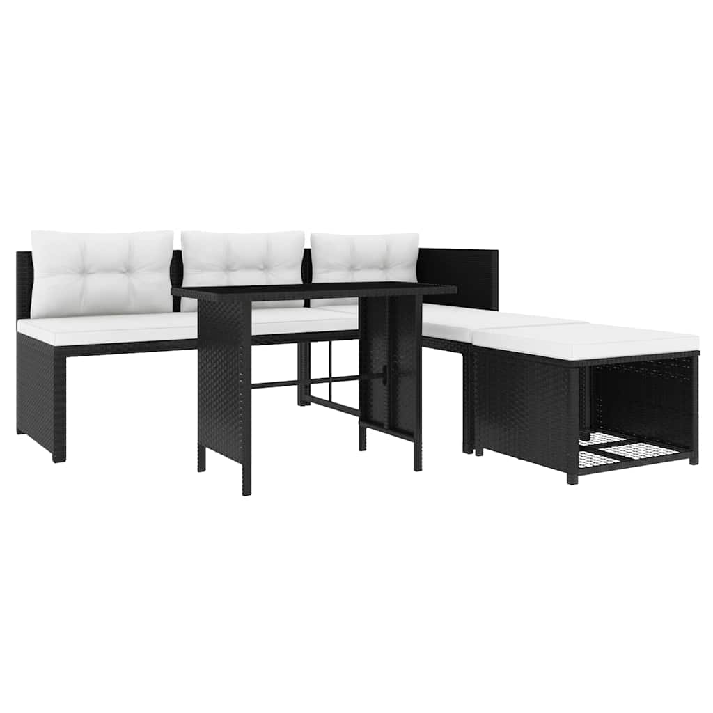 Set Divani Da Giardino 4 Pz In Polyrattan Nero - Image 3