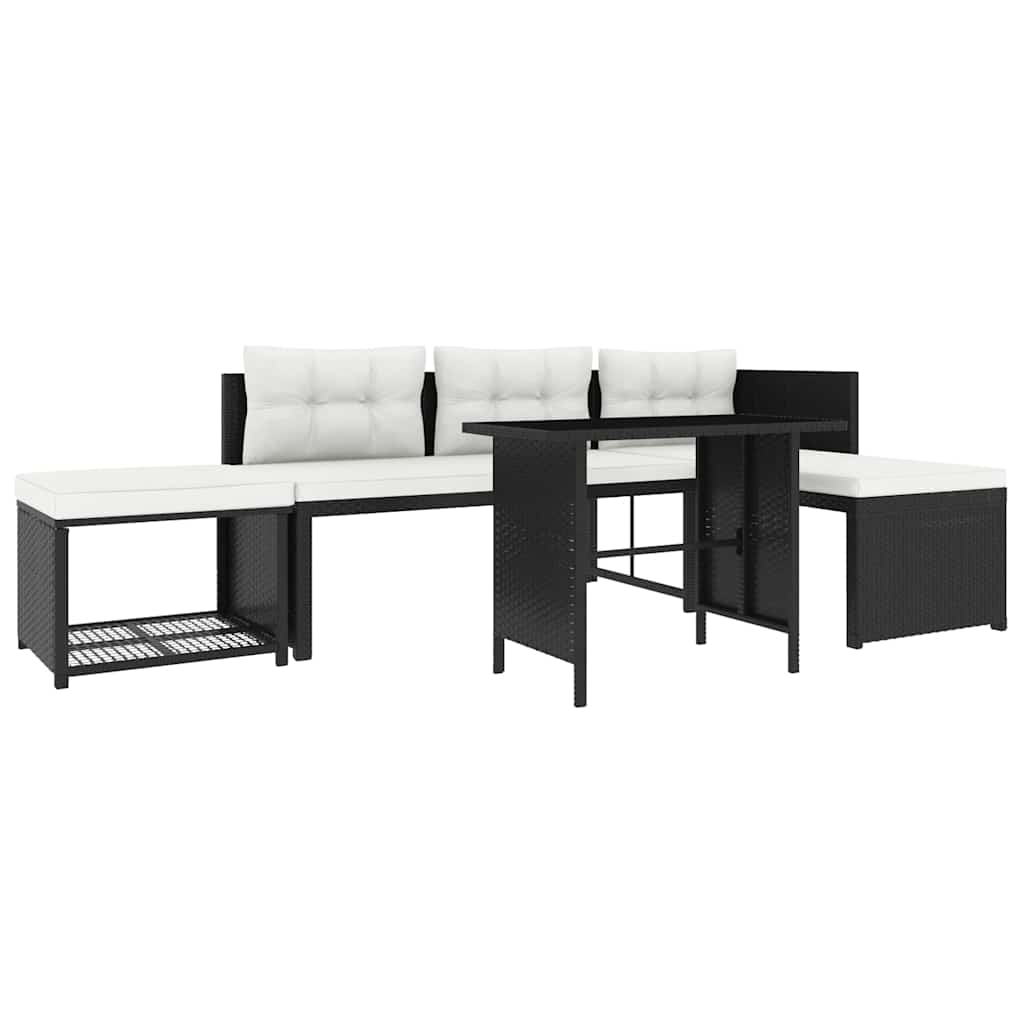 Set Divani Da Giardino 4 Pz In Polyrattan Nero - Image 4
