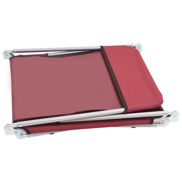 Lettini Prendisole Pieghevoli 2 Pz In Acciaio E Tessuto Rosso - Image 5