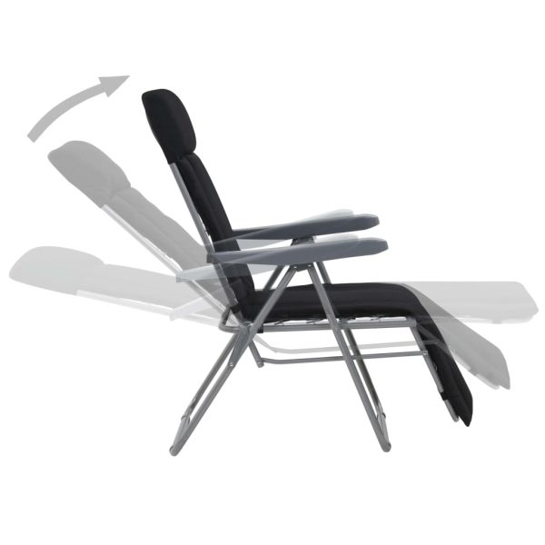 Sedie Da Giardino Pieghevoli Con Cuscino 2 Pz Nere - Image 3