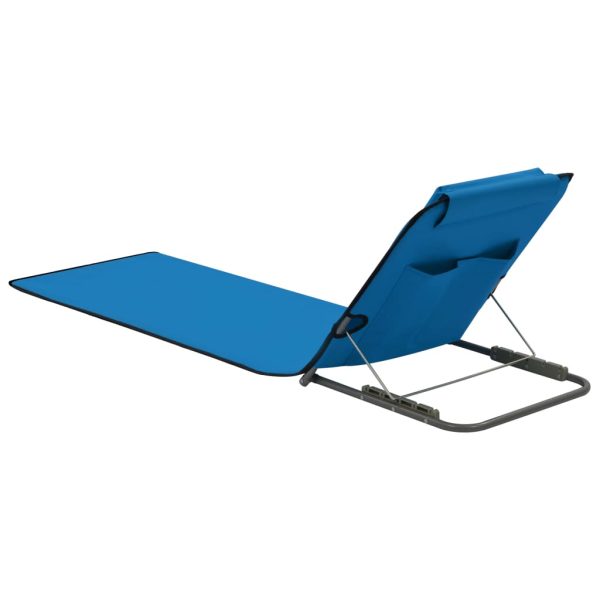 Lettini Da Spiaggia Pieghevoli 2 Pz In Acciaio E Tessuto Blu - Image 4