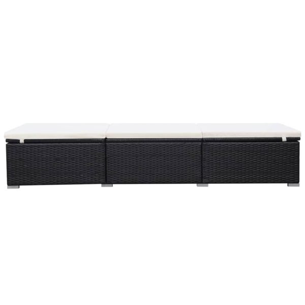 Lettino Prendisole Con Cuscino In Polyrattan Nero - Image 3