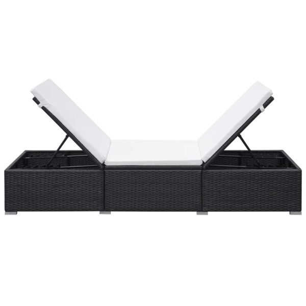 Lettino Prendisole Con Cuscino In Polyrattan Nero - Image 5