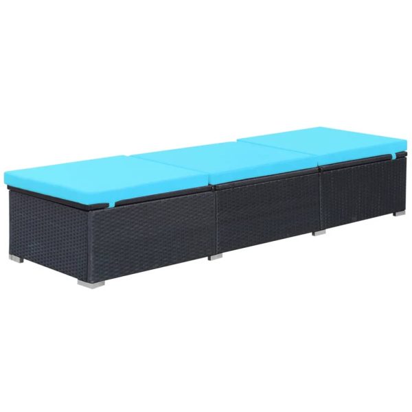 Lettino Prendisole Con Cuscino In Polyrattan Nero - Image 3
