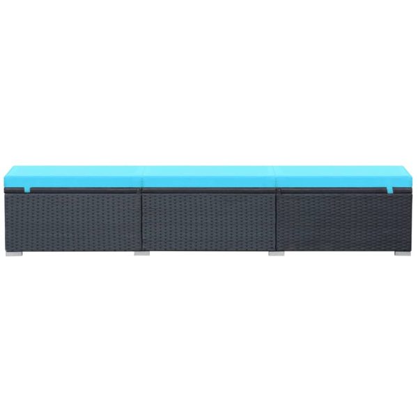 Lettino Prendisole Con Cuscino In Polyrattan Nero - Image 4