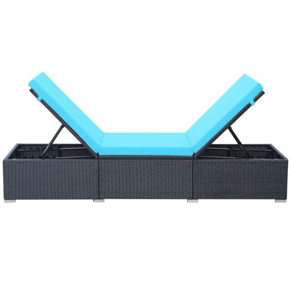Lettino Prendisole Con Cuscino In Polyrattan Nero - Image 5