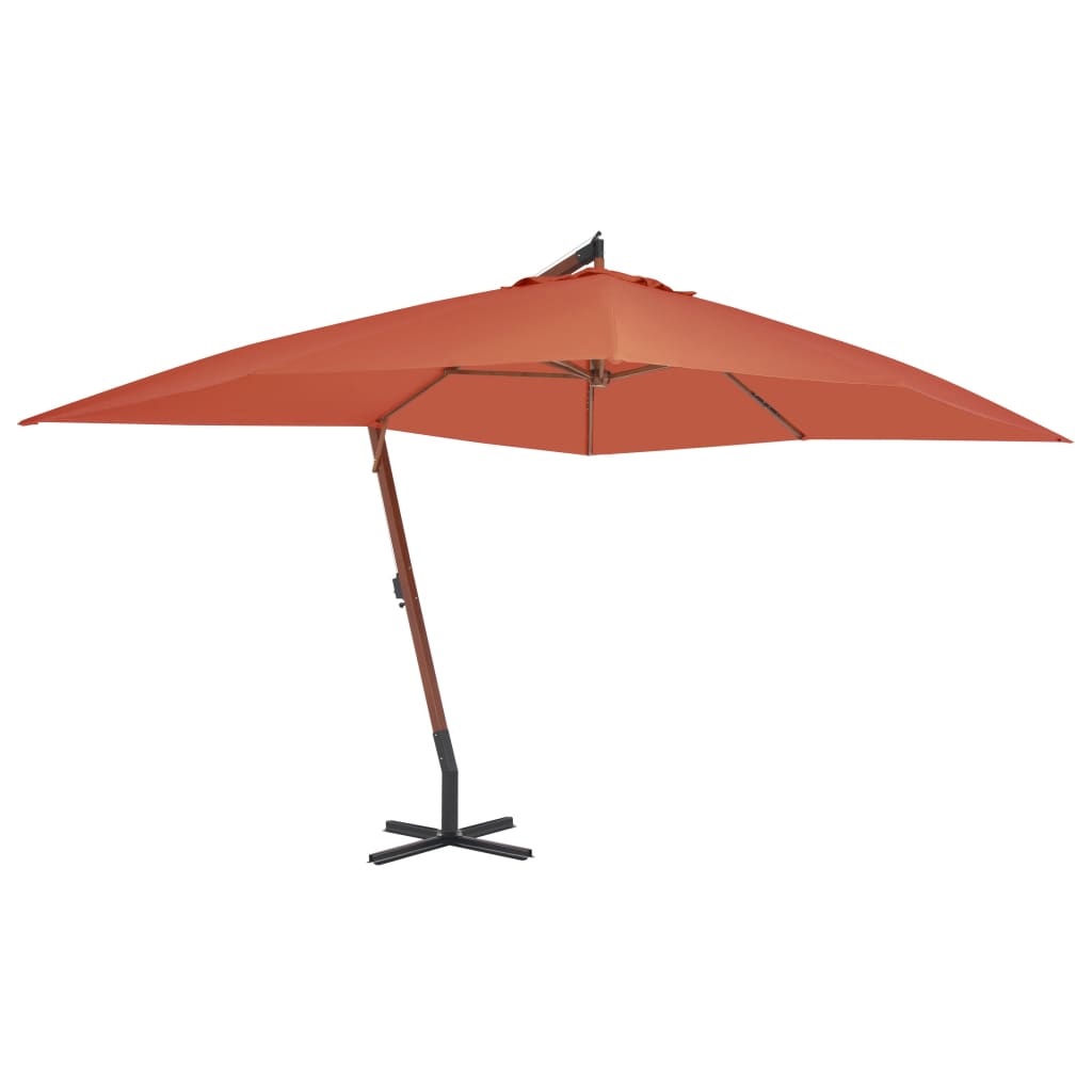Ombrellone A Sbalzo Con Palo In Legno 400x300 Cm Terracotta