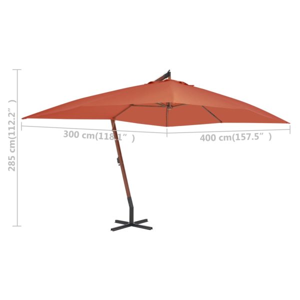 Ombrellone A Sbalzo Con Palo In Legno 400x300 Cm Terracotta - Image 5