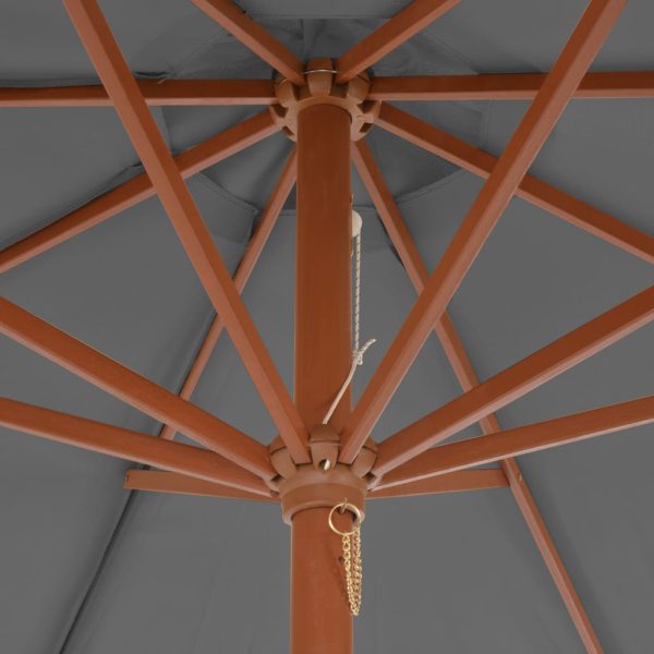 Ombrellone Da Esterni Con Palo In Legno 300 Cm Antracite - Image 5