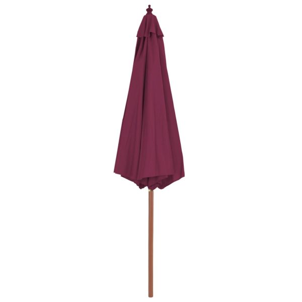 Ombrellone Da Esterni Con Palo In Legno 300 Cm Rosso Bordò - Image 3