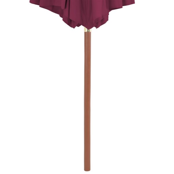 Ombrellone Da Esterni Con Palo In Legno 300 Cm Rosso Bordò - Image 4