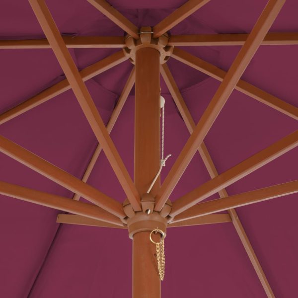 Ombrellone Da Esterni Con Palo In Legno 300 Cm Rosso Bordò - Image 5