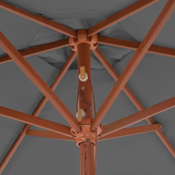 Ombrellone Da Esterni Con Palo In Legno 270 Cm Antracite - Image 5