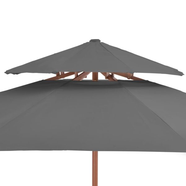 Ombrellone A Due Livelli Con Palo In Legno 270 Cm Antracite - Image 5