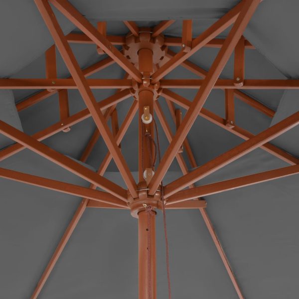 Ombrellone A Due Livelli Con Palo In Legno 270 Cm Antracite - Image 6