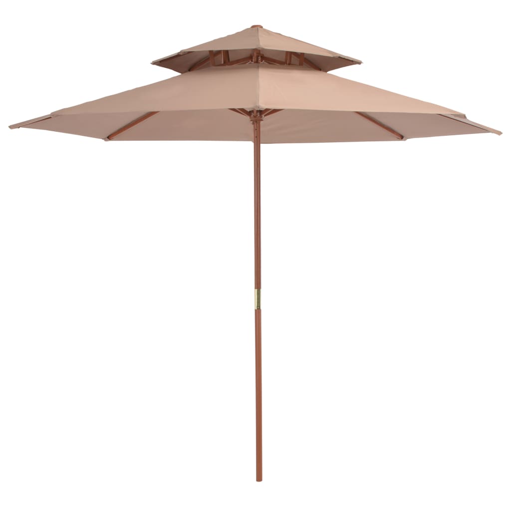Ombrellone A Due Livelli Con Palo In Legno 270 Cm Grigio Talpa