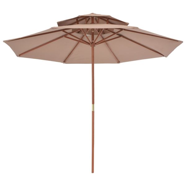 Ombrellone A Due Livelli Con Palo In Legno 270 Cm Grigio Talpa - Image 3