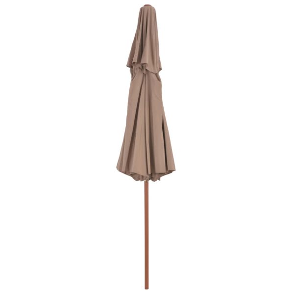 Ombrellone A Due Livelli Con Palo In Legno 270 Cm Grigio Talpa - Image 4