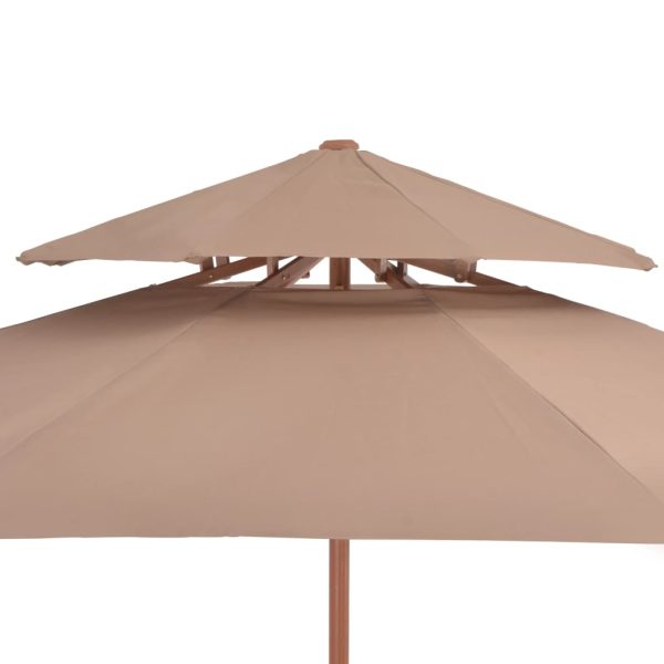 Ombrellone A Due Livelli Con Palo In Legno 270 Cm Grigio Talpa - Image 5